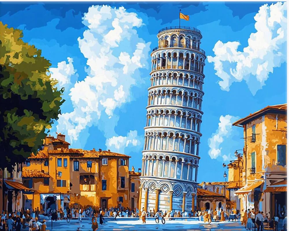 Tulip N Turtle Pisa Diy Acrylic Paint By Number Kit For Adults Beginner Canvas Painting By Number Acrylic Painting. Wall Decorat