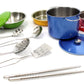Powertrc Colorful Metal Pots And Pans Cookware With Utensils Playset For Kids