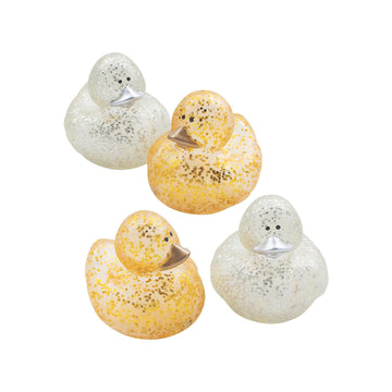 Fun Express Gold & Silver Glitter Sparkle Rubber Ducks - 12 Pieces | Baby Shower, Beach, Pool, Birthday, Bathtub Toys