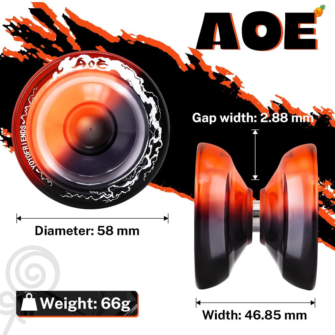 7YO Responsive Yoyo for Kids Beginners  Dual Purpose Yoyo AOE Unresponsive Yoyo for Finger Spin Tricks Intermediate Play + 10 Yoyo Strings + Bearing Tool + Yoyo Case (Black Orange)