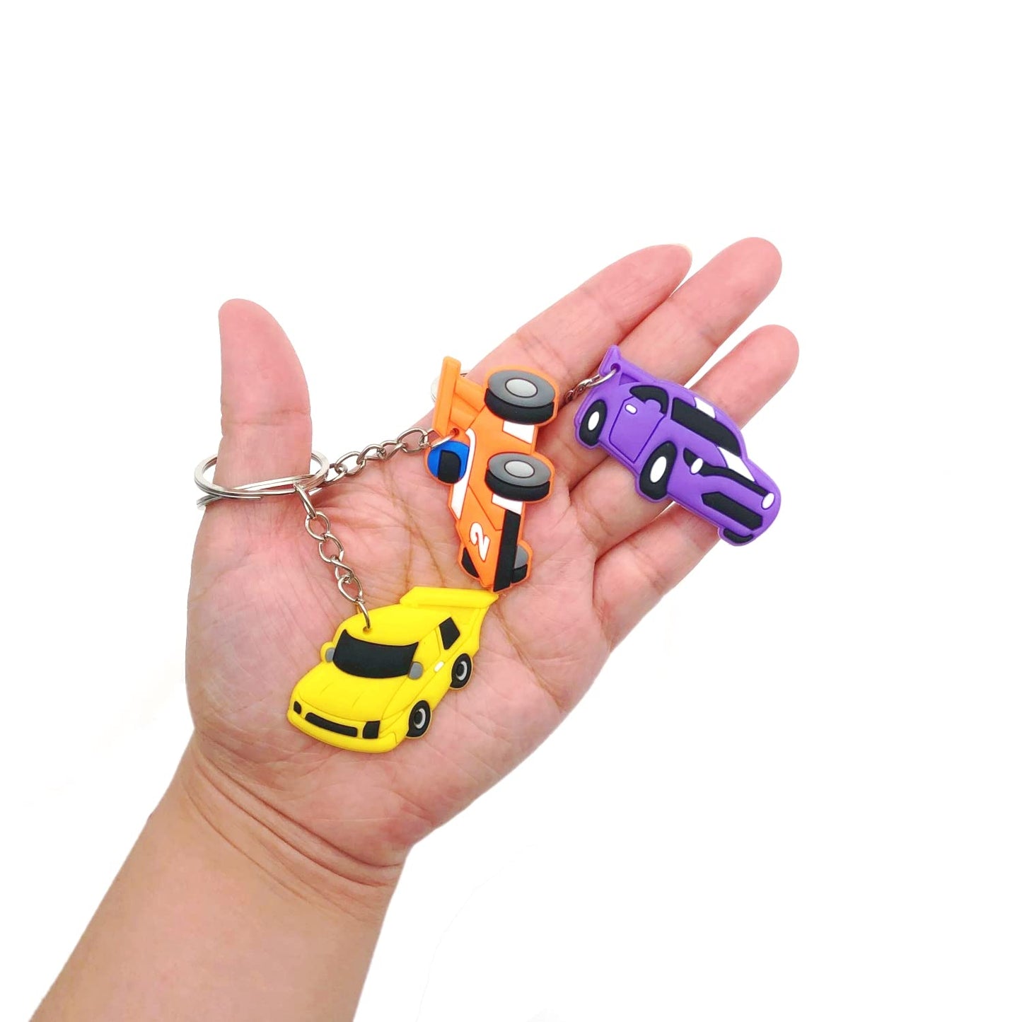 JZK 30 Pcs car keyring set for kids, silicone race car keychains for children birthday party favours, kids party bag fillers, ki