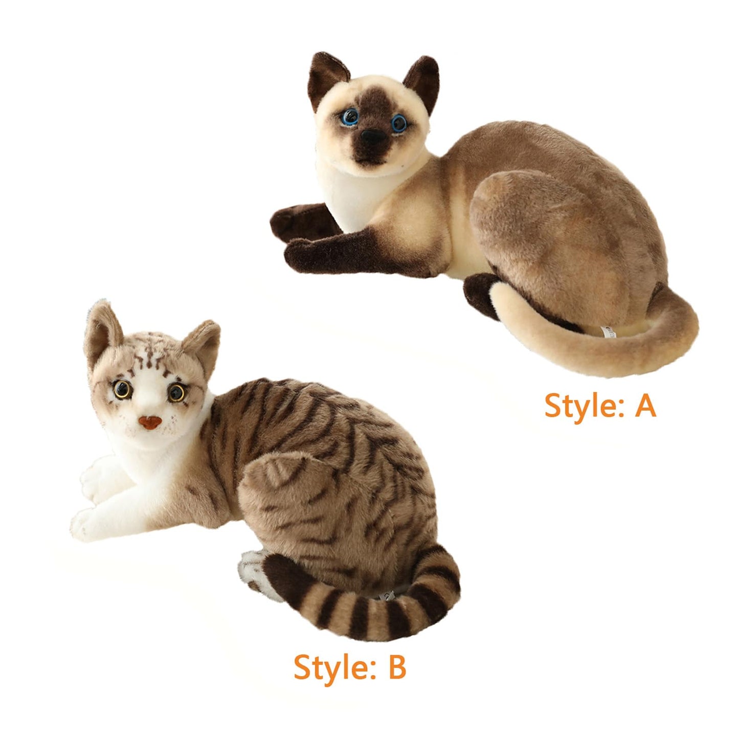 GUDVES Siamese Cat Stuffed Animal, 12" Realistic Plush Toy, Multi Color, Polyester & Acrylic Fabrics