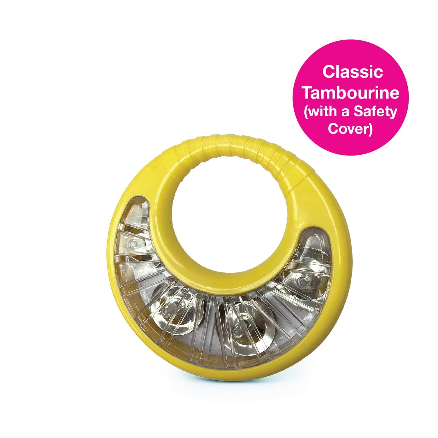 Edushape Classic Tambourine For Kids, Yellow - Percussion Musical Instrument Baby Tambourine For Toddlers 1-3, Kids Tambourine Fun Tummy Time, Fine Motor, Auditory And Visual Sensory Development