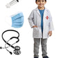 BLUSCAILE Doctor Costume for Kids  Doctor Costume for Kids for Role Play  Including Accesories Stethoscope, Syringe, Mask, Cap