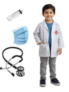 BLUSCAILE Doctor Costume for Kids  Doctor Costume for Kids for Role Play  Including Accesories Stethoscope, Syringe, Mask, Cap