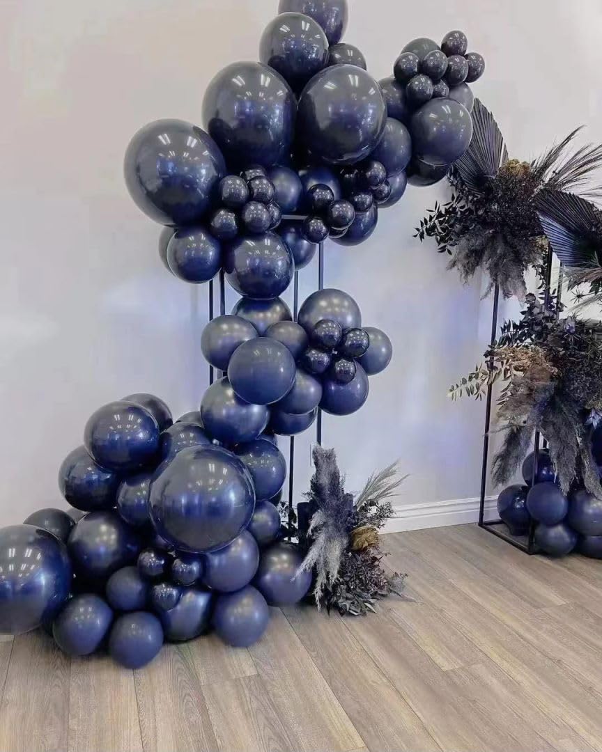 Decgol Navy Blue Balloons 100Pcs Dark Blue Latex Party Balloons Different Sizes 18 12 10 5 Inch Night Blue Balloon Garland For B