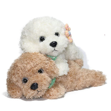 Kirigami Plush Stuffed Golden Doodle Dog Adorable Poodle Stuffed Animal Toys, Soft & Realistic Gift For Kids, 11 Inch (Light Bro