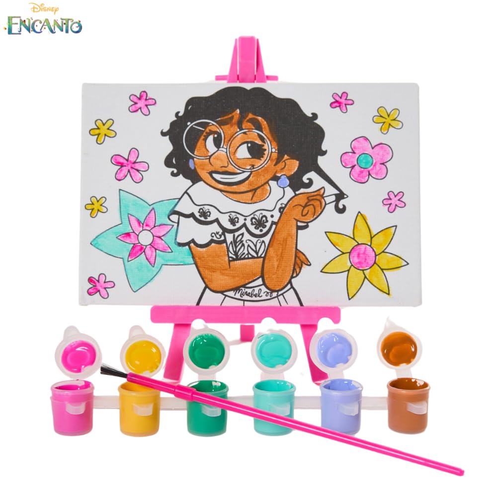 Innovative Designs Disney Encanto Canvas Paint Set for Kids with 3 Canvases, Acrylic Paint, Paintbrush, & Easel