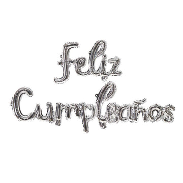 Silver Feliz Cumpleanos Small Letters Conjoined Balloons Feliz Cumpleanos Balloon Happy Birthday Balloons Birthday Banner Decora