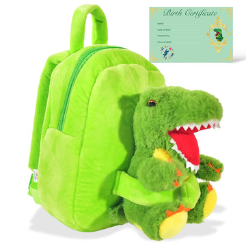 Pet Plush Dinosaur Stuffed Animal Backpack For Boys & Girls 3 - 4 - 5 Years Old W/ Removable T Rex Plush Toy - Backpack Dinosaur