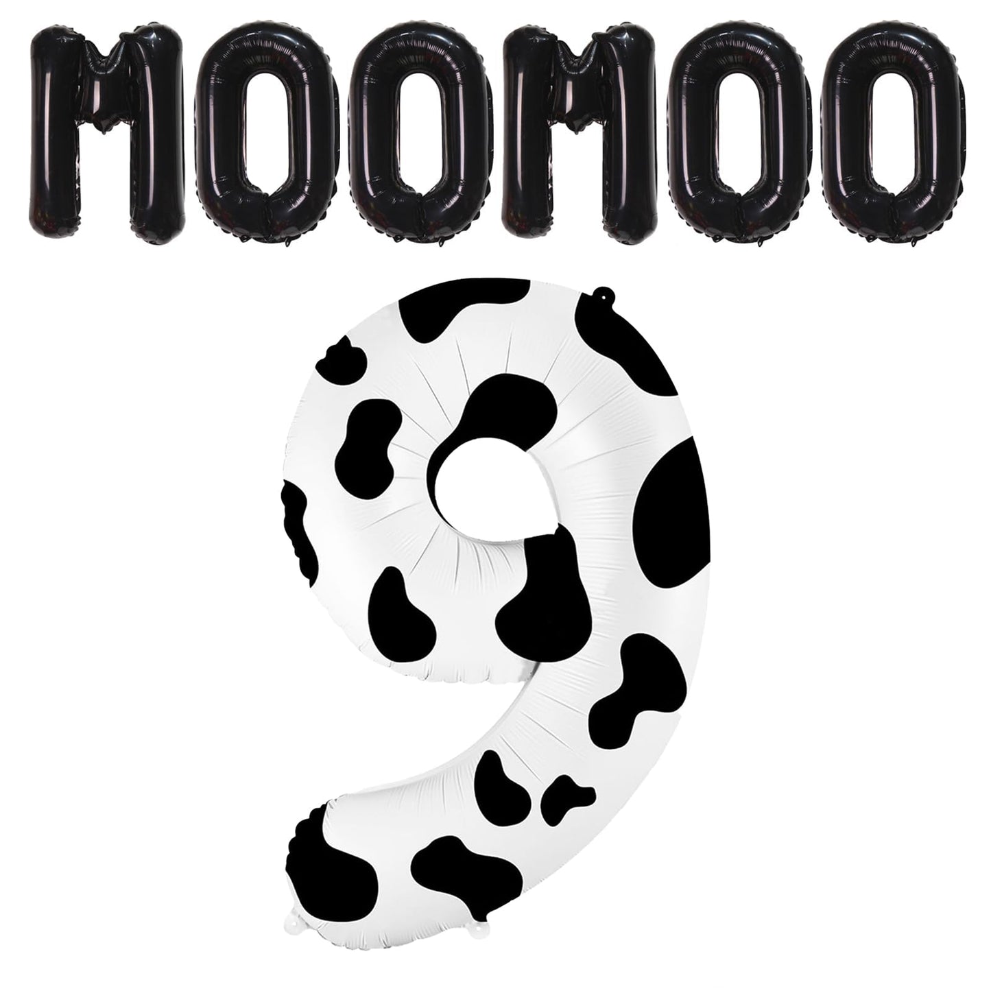 40 Inch Cow Print Balloon, Number 9 Balloons Cow Balloons For 9St Birthday Decoration, Large Cow Number Balloons For Western Par