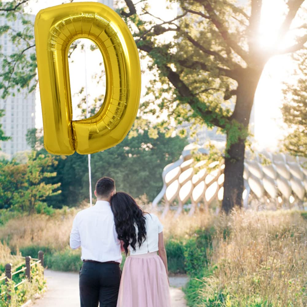 Toniful 40 Inch Large Gold Letter D Balloons Helium Balloons,Foil Mylar Big Balloons For Birthday Party Anniversary Supplies Dec