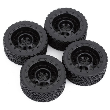 WONFAST 4PCS 65mm RC Rally Car Rubber Tires and Plastic Vintage Wheel Rims 12mm Hex Compatible with 1/10 RC On-Road Rally Racing