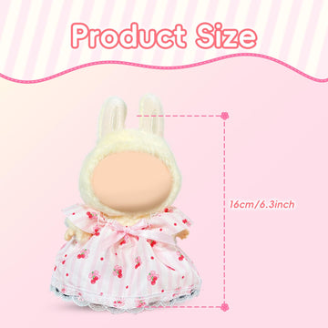 17cm Doll Clothes Labubu Clothes for 6.7inch(17cm) Dolls enhanced Doll Outfit with Hat and Accessories(Clothes Only) (Pink)