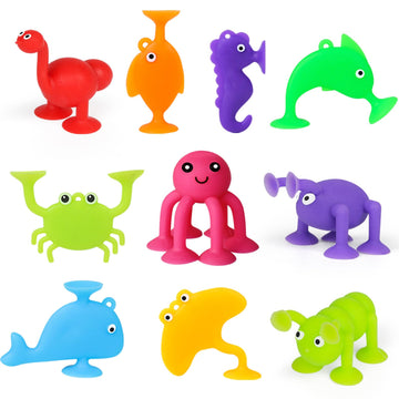 Suction Kids Bath Toy For Baby Aged 3 4 5 Years Old, 10Pcs Animal Bath Suckers For Toddler, Window Shower Tools With Mesh Bag St