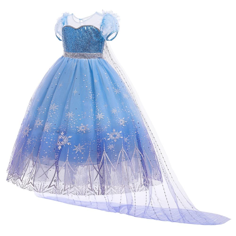 Fmyfwy Girls Frozen Elsa Princess Fancy Dress Up Outfits Halloween Costume Christmas Birthday Party Tulle Gown W/Accessories Blue 3T