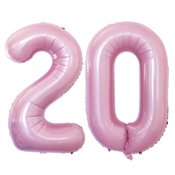 Goer Number 20 Balloons For 20Th Birthday Party Decorations,42 Inch Jumbo Foil Helium Balloons For 20Th Anniversary (Light Pink)