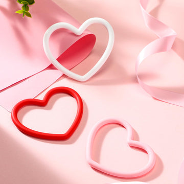 Vinsot 24 Pcs Heart Shaped Bracelets Valentine's Day Silicone Heart Bracelets 3 Colors Love Rubber Wristbands Valentine's Day Ac