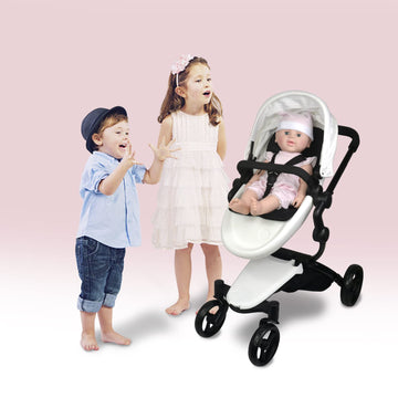 Anivia Luxury Baby Doll Stroller For 18' & 20' Girl Dolls - Doll Stroller With Folding Canopy, Mute Wheels And 2 Storage Baskets, Easy To Assemble