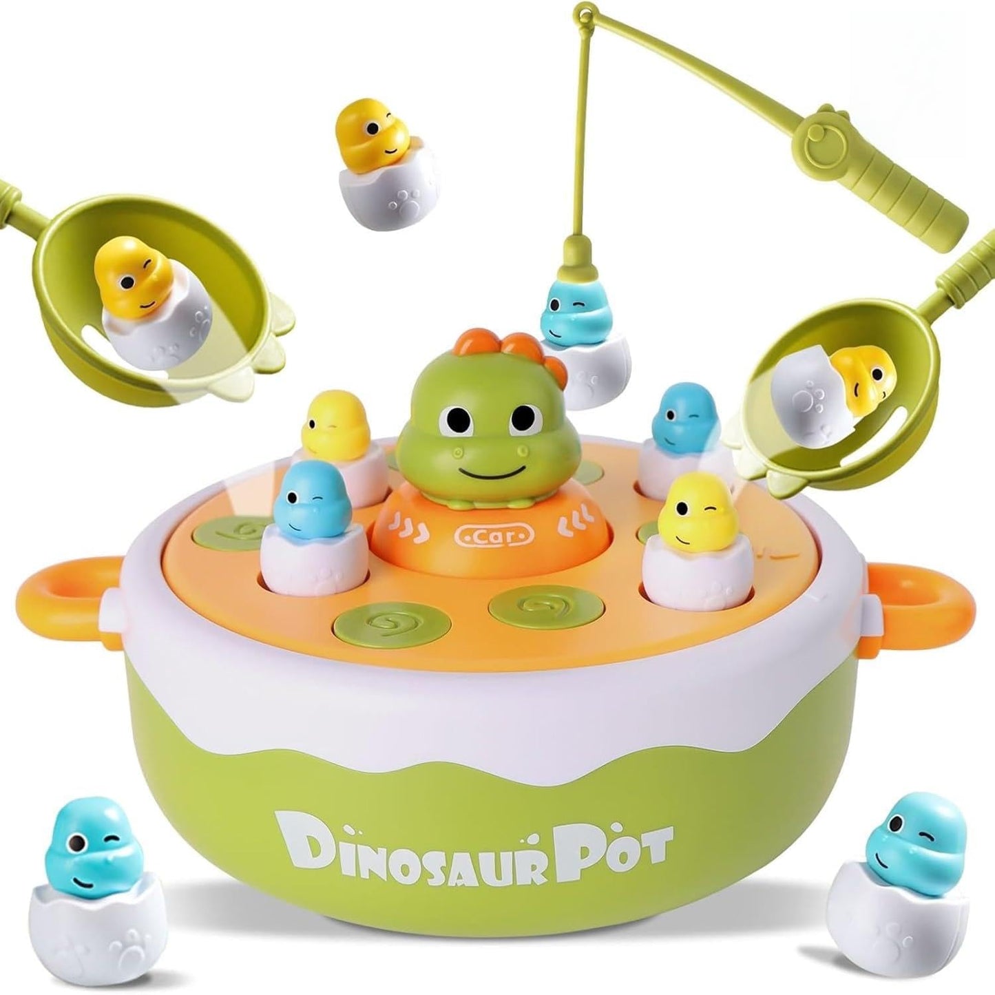 Muren Dinosaur Pot Musical Toy For Kids Interactive Bounce & Catch Game With Lights & Sound, Fishing Can Caught Activity Toddler