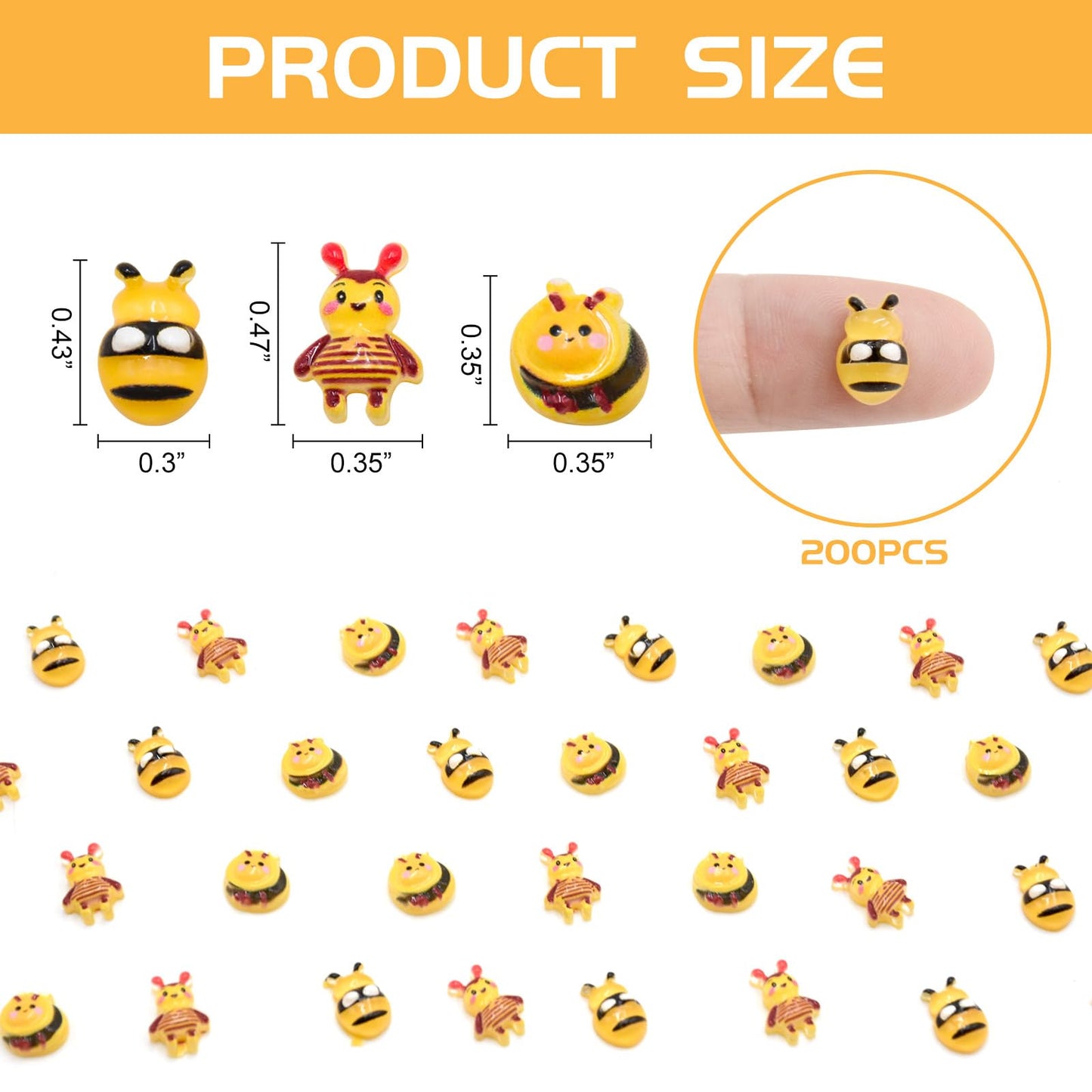 WOZADU 200 PCS Mini Resin Bee Figurines for Crafts Luminous Tiny Resin Animal Miniature Things for Dollhouse Fairy Garden Micro Landscaping Decoration Cake Toppers Decor