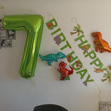 Paticool 40 Inch Green Number Balloon 7, Large Number Foil Balloons Mylar For Girl Boy Birthday Party Celebration Decorations Su