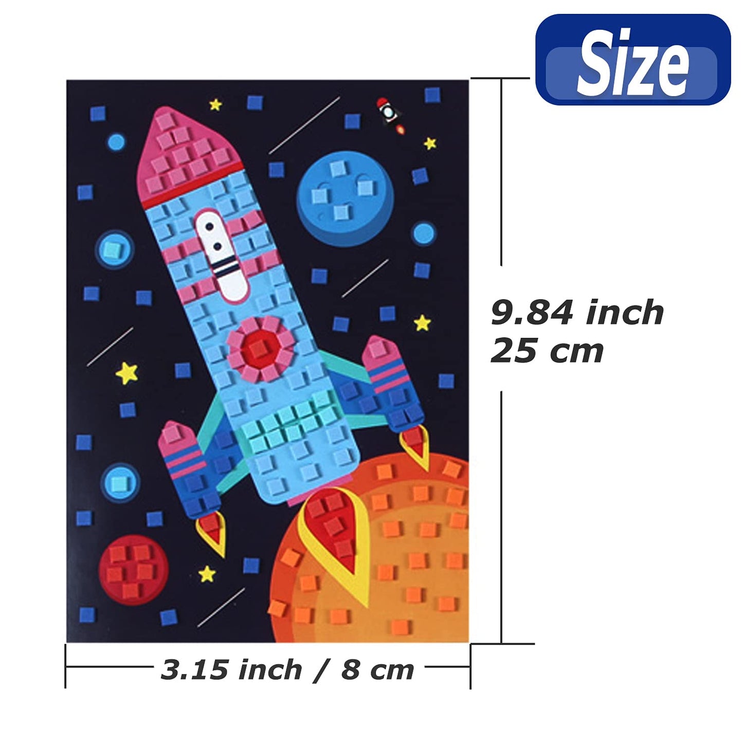 LZHZH Mosaic Sticker Art Sticky DIY Handmade Art Kits for Kids - Sunflower, Butterfly, Sailboat, Woodpecker, hot air Balloon, Ai