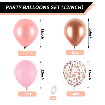 Rose Gold And Pink Balloons, Blush Pink Metallic Rose Gold Balloons Retro Pink Pastel Pink Rose Gold Confetti Balloons For Girls