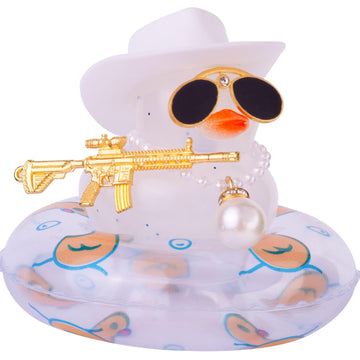Cofubcad Car Rubber Duck Dashboard Decoration Colorful Duck Car Ornaments With Special Props Mini Swim Ring Sunglasses Cowboy Or Sun Hat(A31)