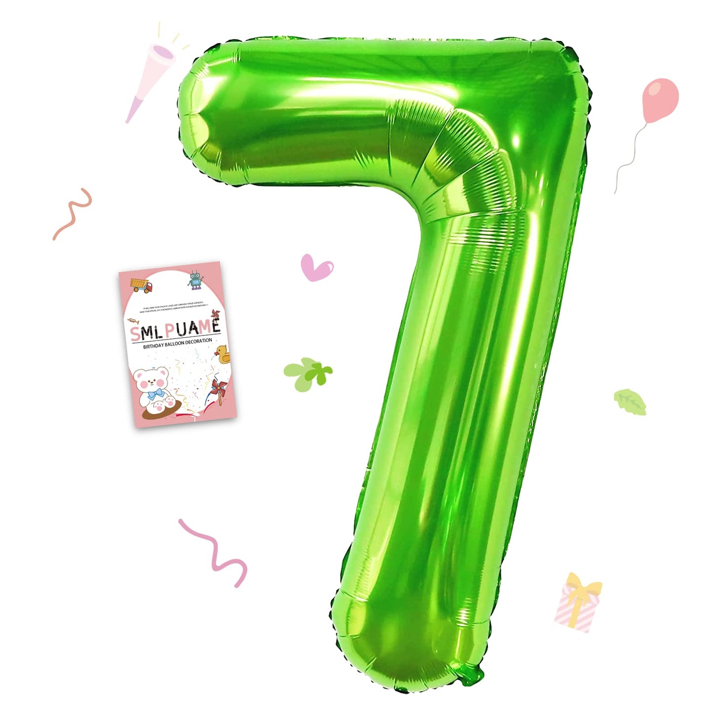 Smlpuame 40 Inch Number Balloon 0-9 Green Large Number 7 Balloons,Digital Balloons For Birthday Party Celebration Decorations Su