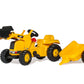 Rolly Toys Cat Construction Pedal Tractor: Front Loader Tractor With Detachable Trailer, Youth Ages 2.5+ , Yellow
