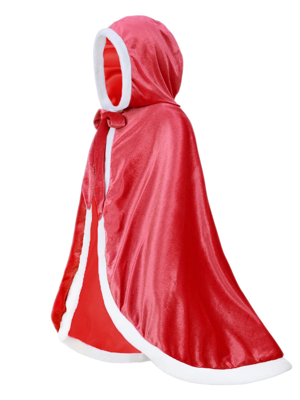 Century Star Girl Fur Princess Cape With Hood Girls Cloak For Little Girls Christmas Red 4-5 Years