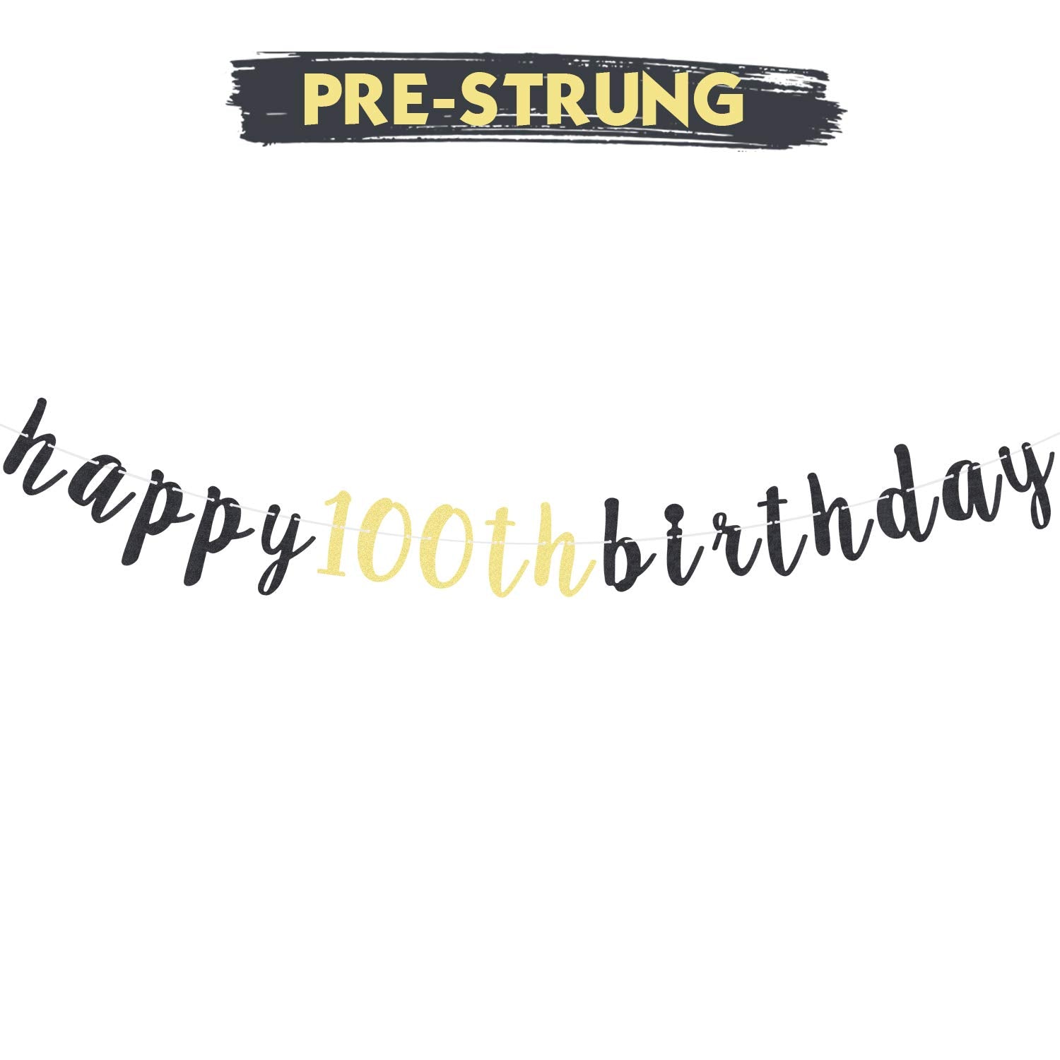Lingteer Happy 100Th Birthday Party Decorations,100Th Birthday Glitter Garland Banner - Cheers To 100 Years Old Bday Party Backdrop Decoration Sign.