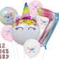 Diwuli Unicorn Birthday Decorations For Girls Set - Number 7 Balloon Pink Gradient, Unicorn Balloons, Unicorn Party Decorations,