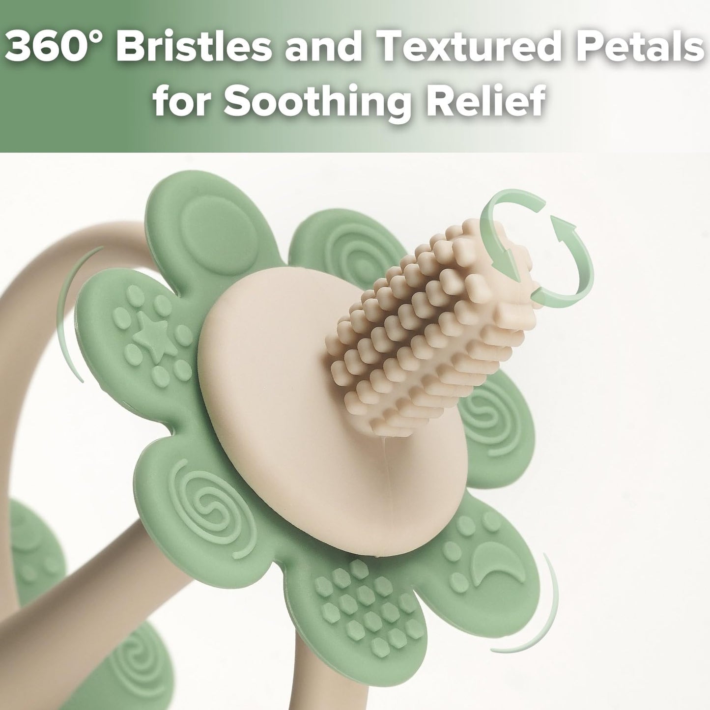 haakaa Silicone Baby Teething Toy - Nipple-Shaped Gum Massager & 360° Toothbrush, Easy Grip - Pea Green