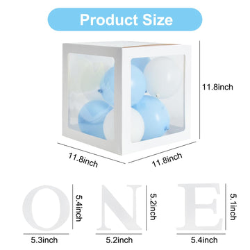Toniful 1St Birthday Party Supplies Macaron Blue White Balloon Box With Letters One, Baby Boy Theme One Year Old Birthday Party