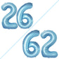 Goer Number 26 Balloons For 26Th Birthday Party Decorations,42 Inch Jumbo Foil Helium 62 Balloons For 62Nd Birthday Party Decoration (Light Blue)