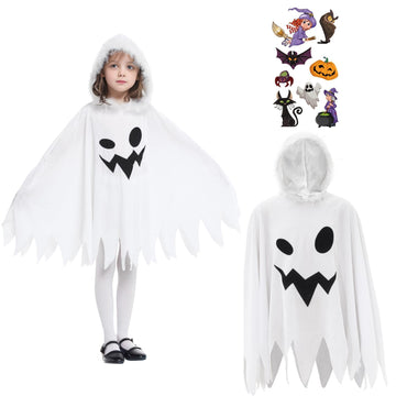 Eozy White Ghost Costume Kids Girls Halloween Scary Cosplay Fancy Dress 7-9 Years
