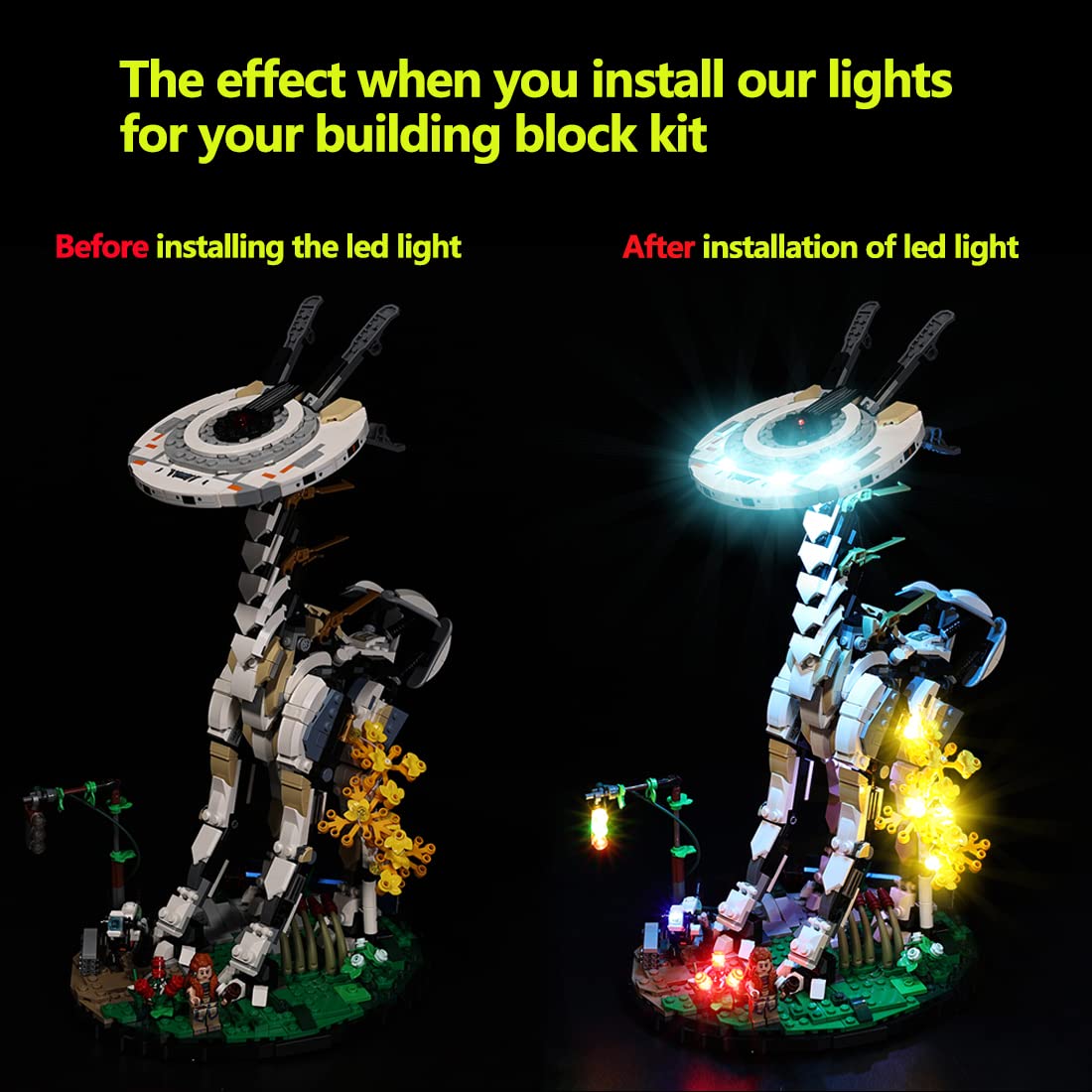 Kyglaring Led Lighting Kit (No Model) Designed For Lego Horizon Forbidden West: Tallneck 76989 Model Building Set - Without Lego Set (Rc Version)