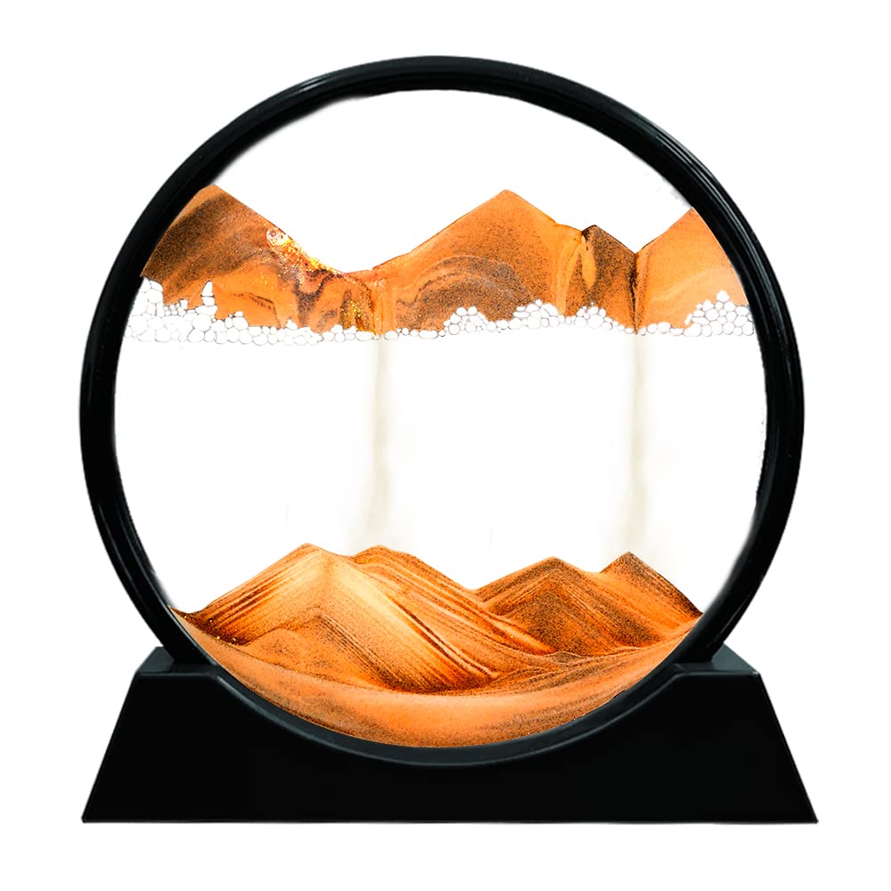 Muyan Moving Sand Art Picture Sandscapes in Motion Round Glass 3D Deep ...