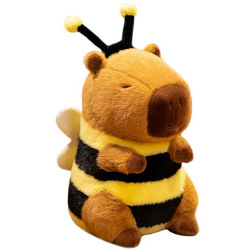 Elainren Cuddly Bee Capybara Plush Toy,Furry Stuffed Capybara With Bee Costume,Kawaii Bumble Bee Guinea Pig Plushie Doll Gifts/1