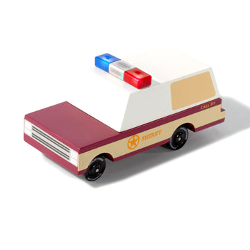 Candycar Wooden Diecast Collection - Sheriff Truck, Premium Handcrafted Beech Wood Toy Car