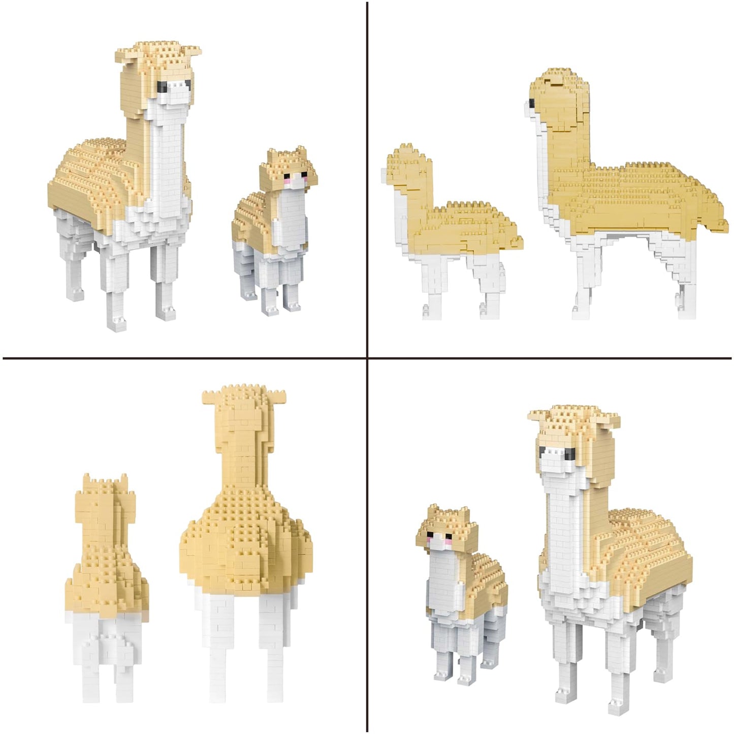 Larcele Animal Series Micro Building Blocks Animal Set, Diy Mini 3D Building Toy Bricks,1258 Pieces Kljm-07 (Two Alpacas)