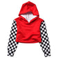Checkered Cropped Hoodie For Kids 10-12 Girls Crop Fall Hoodies Plaid Long Sleeve Sweatshirts
