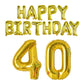 Happy Birthday Balloon Banner 40 Inch 40 Balloon Number 16 Inch Happy Birthday Letters Balloons Gold Foil Mylar Balloons For Wom