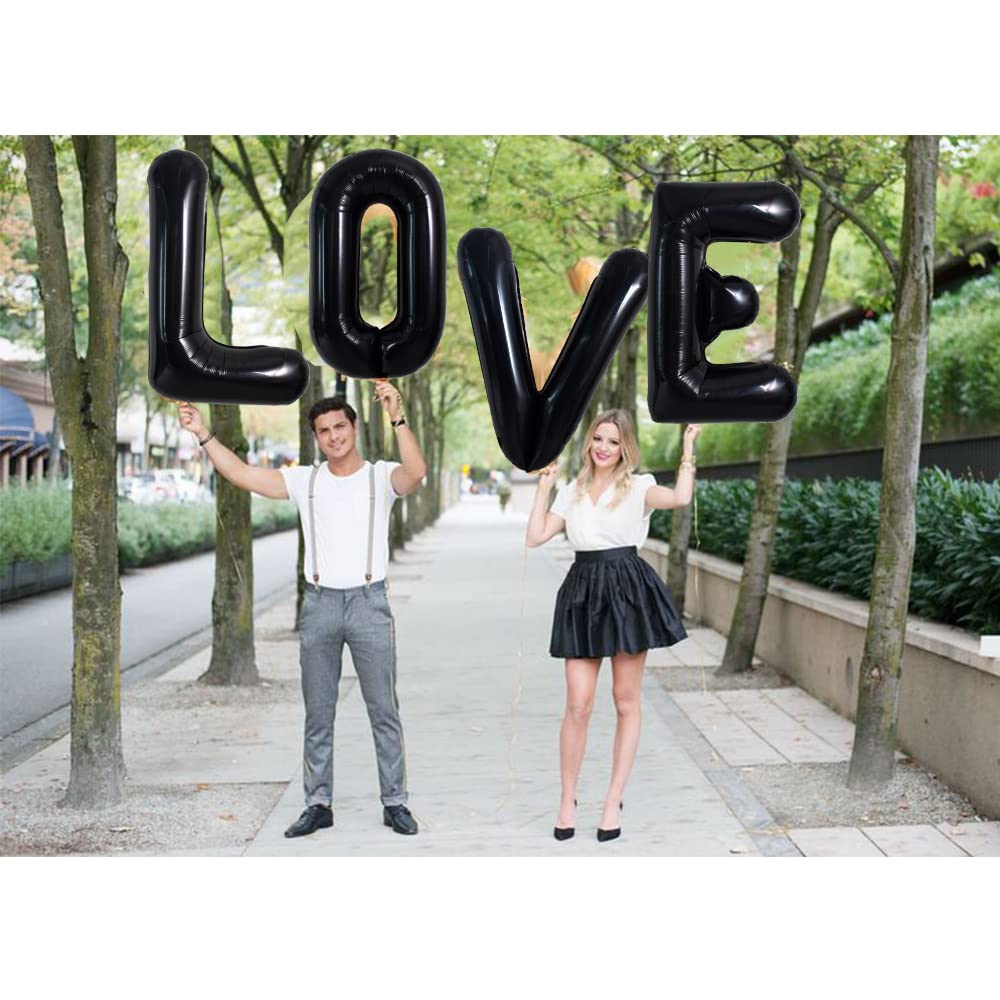 Toniful 40 Inch Large Black V Letter Balloons Jumbo Helium Balloons,Foil Mylar Big Alphabet Balloons For Birthday Party Annivers