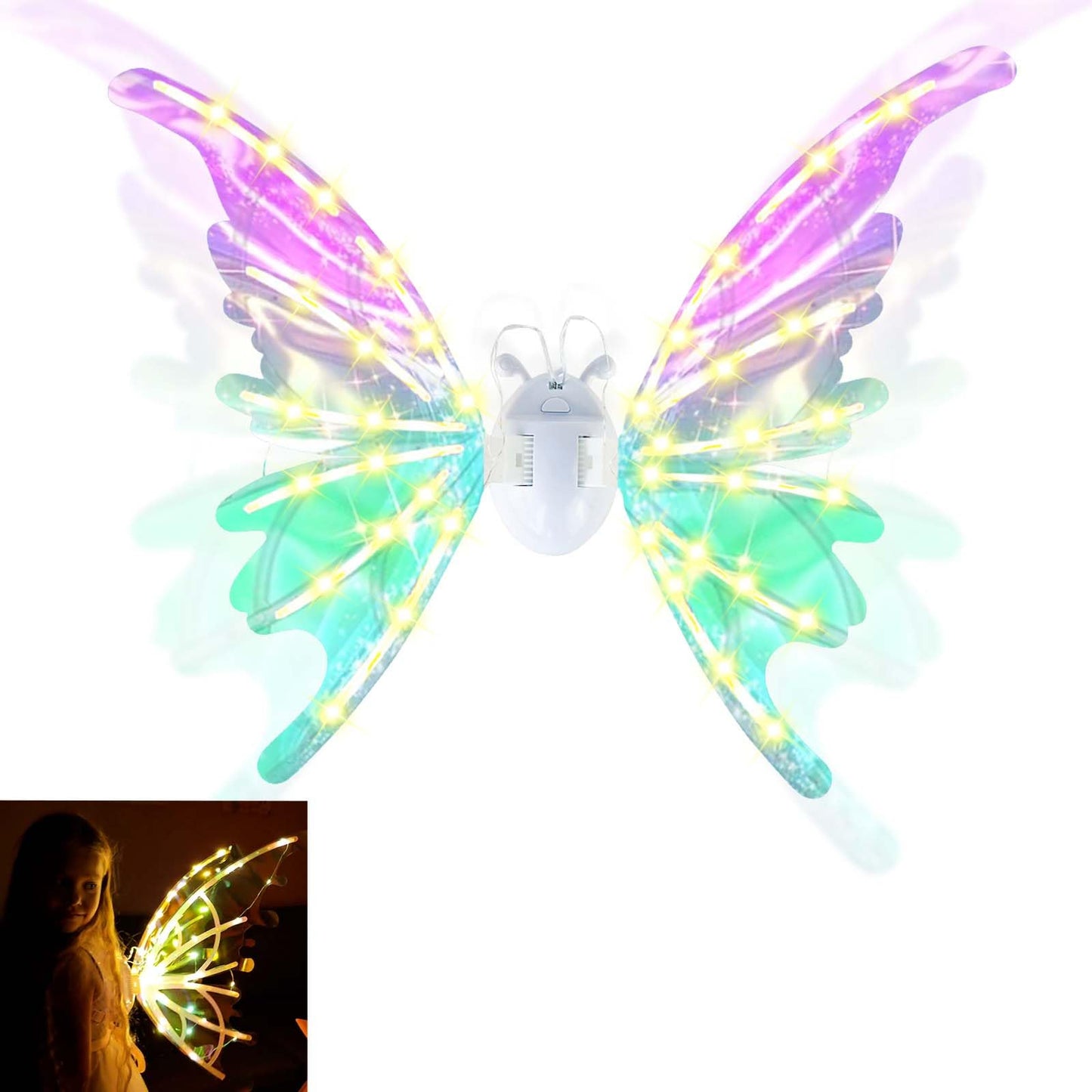 Electric Fairy Butterfly Wings For Kids Girls Adults, Light Up Butterfly Wings For Women, Iridescent Wings Dress Up For Dogs, Ro