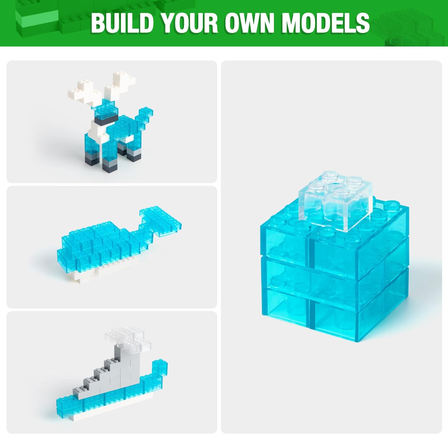 MANNIDOO 360 Pieces Building Bricks, Classic Basic Flats Parts and Pieces - 2x4 Brick x200 and 2x2 Brick x160, Moc Building Bulk