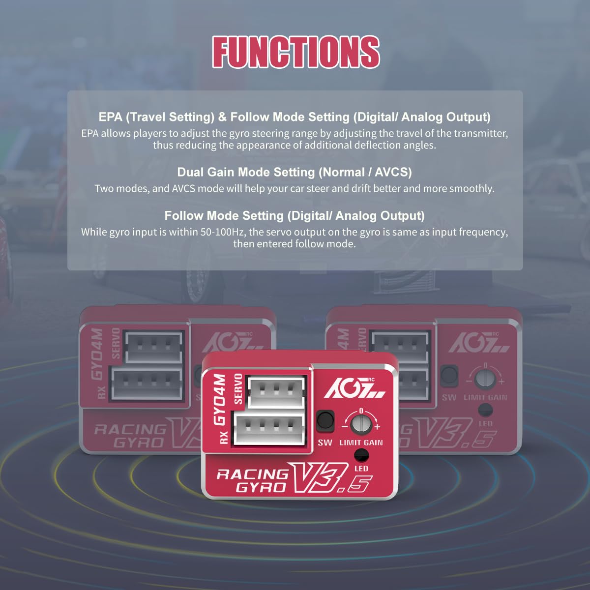 Agfrc Upgraded Mini Z Rc Gyros - Mini Gyros For Drifting Mini-Z Car/Full Aluminum 4Gram Precision Red Rc Gyro Set For Competitio