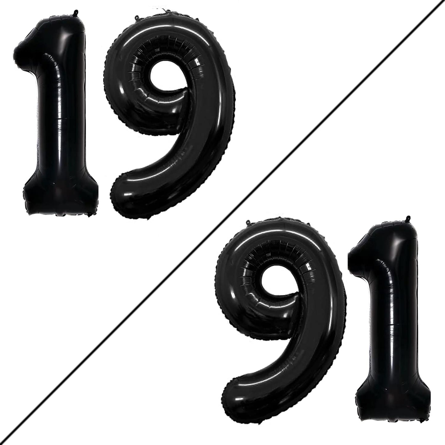 Goer Number 19 Balloons For 19Th Birthday Sweet 19 Party Decorations,42 Inch Jumbo Foil Helium 91 Balloons For 91St Birthday Party Decoration (Black)